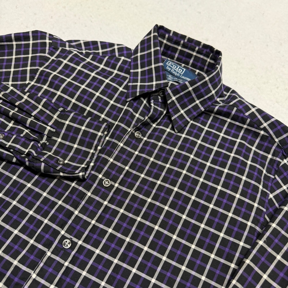 Polo Ralph Lauren New Lowell Mens Small Purple Black Plaid Button Down Shirt